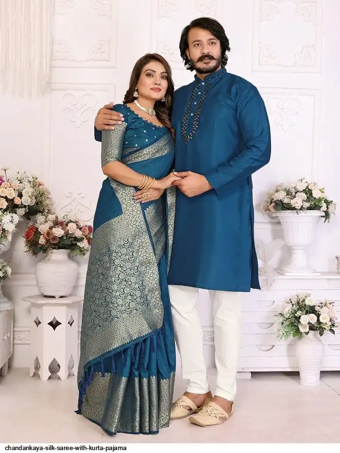 CHANDANKAYA SILK SAREE WITH KURTA PAJAMA 6