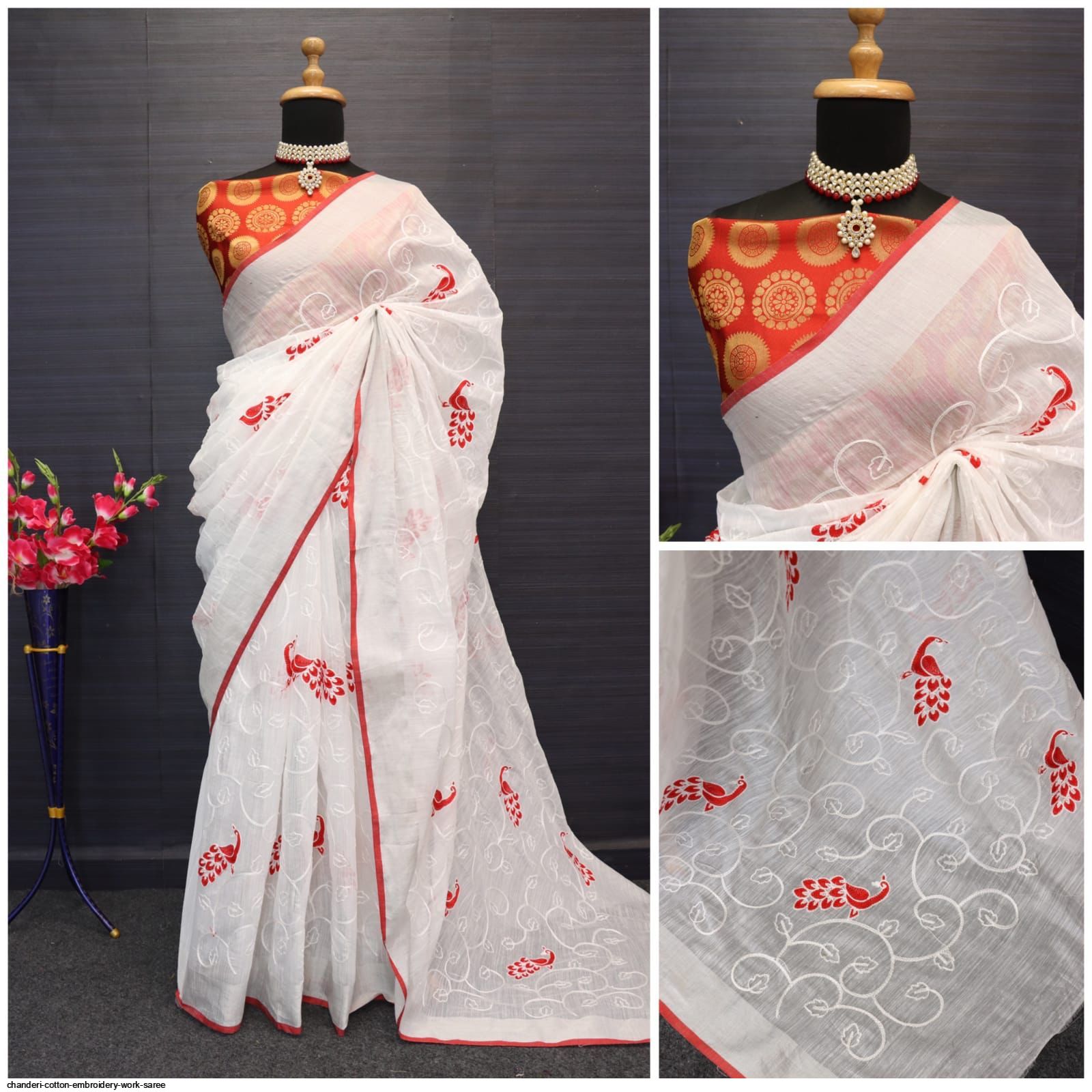 Buy Amaravathi Cotton Work Embroidery Sarees | Prakasam, Andhra Pradesh