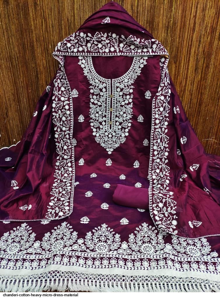 Block Printed Chanderi silk/Cotton Dress Material | Reeling Threads