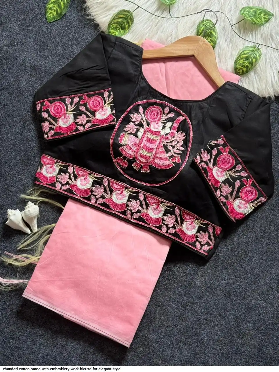 CHANDERI COTTON SAREE WITH EMBROIDERY WORK BLOUSE FOR ELEGANT STYLE 10