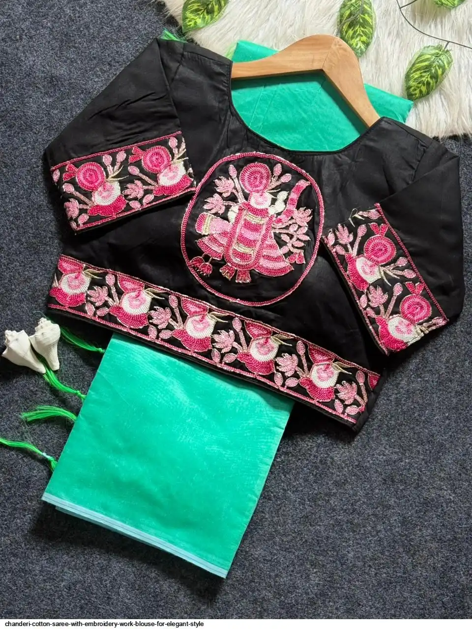 CHANDERI COTTON SAREE WITH EMBROIDERY WORK BLOUSE FOR ELEGANT STYLE 16