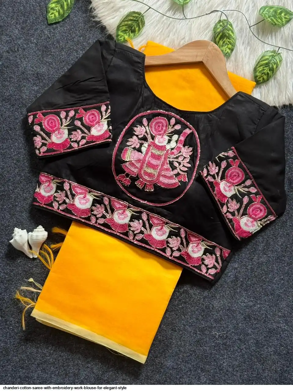 CHANDERI COTTON SAREE WITH EMBROIDERY WORK BLOUSE FOR ELEGANT STYLE 11