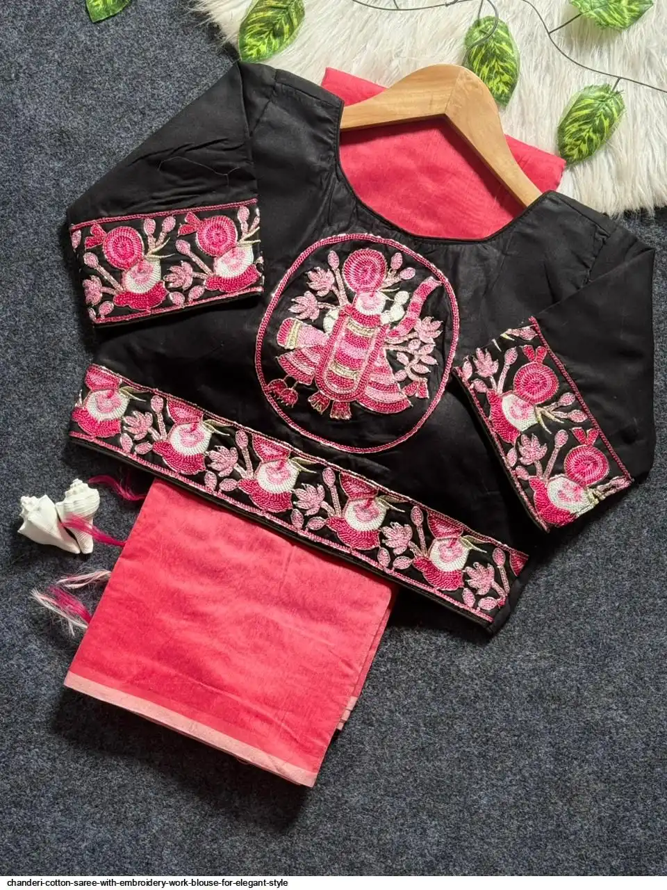 CHANDERI COTTON SAREE WITH EMBROIDERY WORK BLOUSE FOR ELEGANT STYLE 15