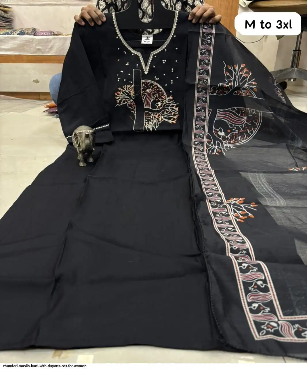 CHANDERI MASLIN KURTI WITH DUPATTA SET FOR WOMEN 7