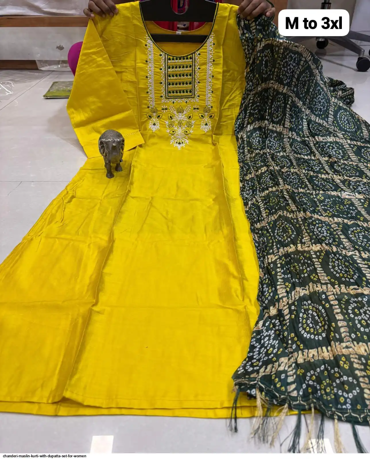 CHANDERI MASLIN KURTI WITH DUPATTA SET FOR WOMEN 26