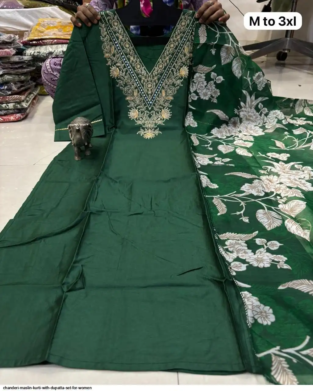 CHANDERI MASLIN KURTI WITH DUPATTA SET FOR WOMEN 39