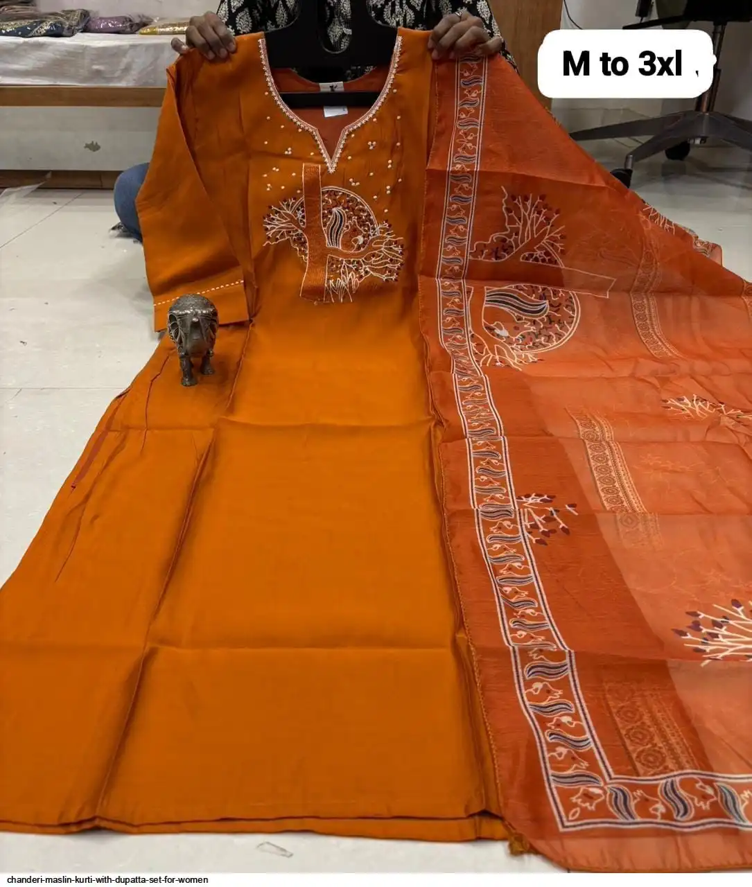 CHANDERI MASLIN KURTI WITH DUPATTA SET FOR WOMEN 43