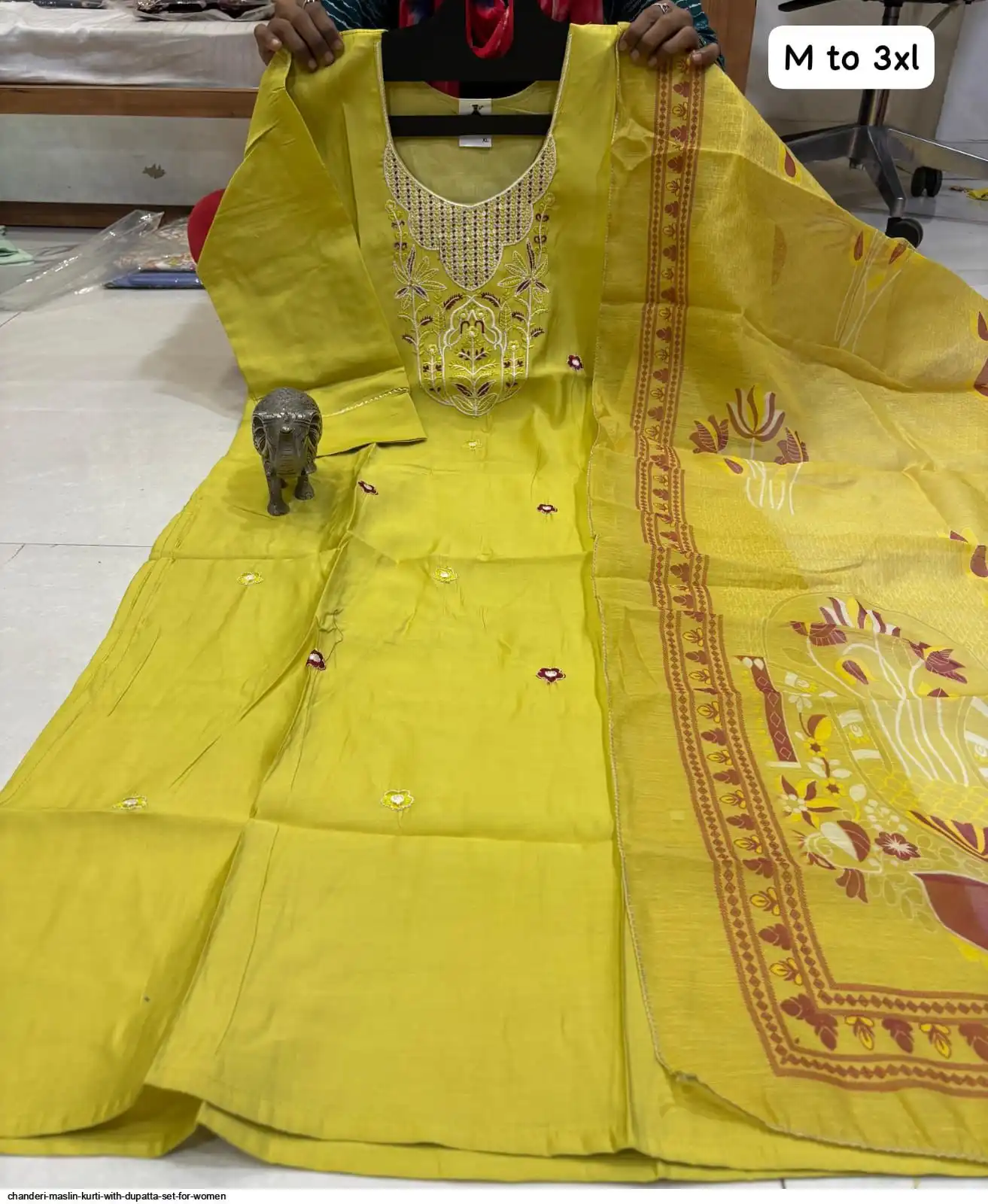 CHANDERI MASLIN KURTI WITH DUPATTA SET FOR WOMEN 46