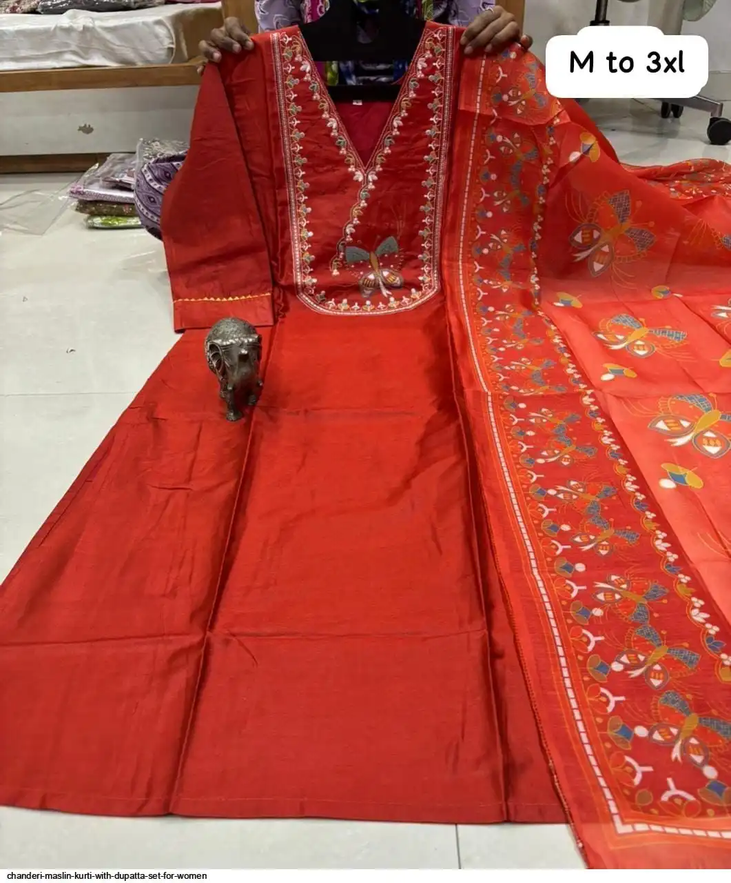CHANDERI MASLIN KURTI WITH DUPATTA SET FOR WOMEN 47