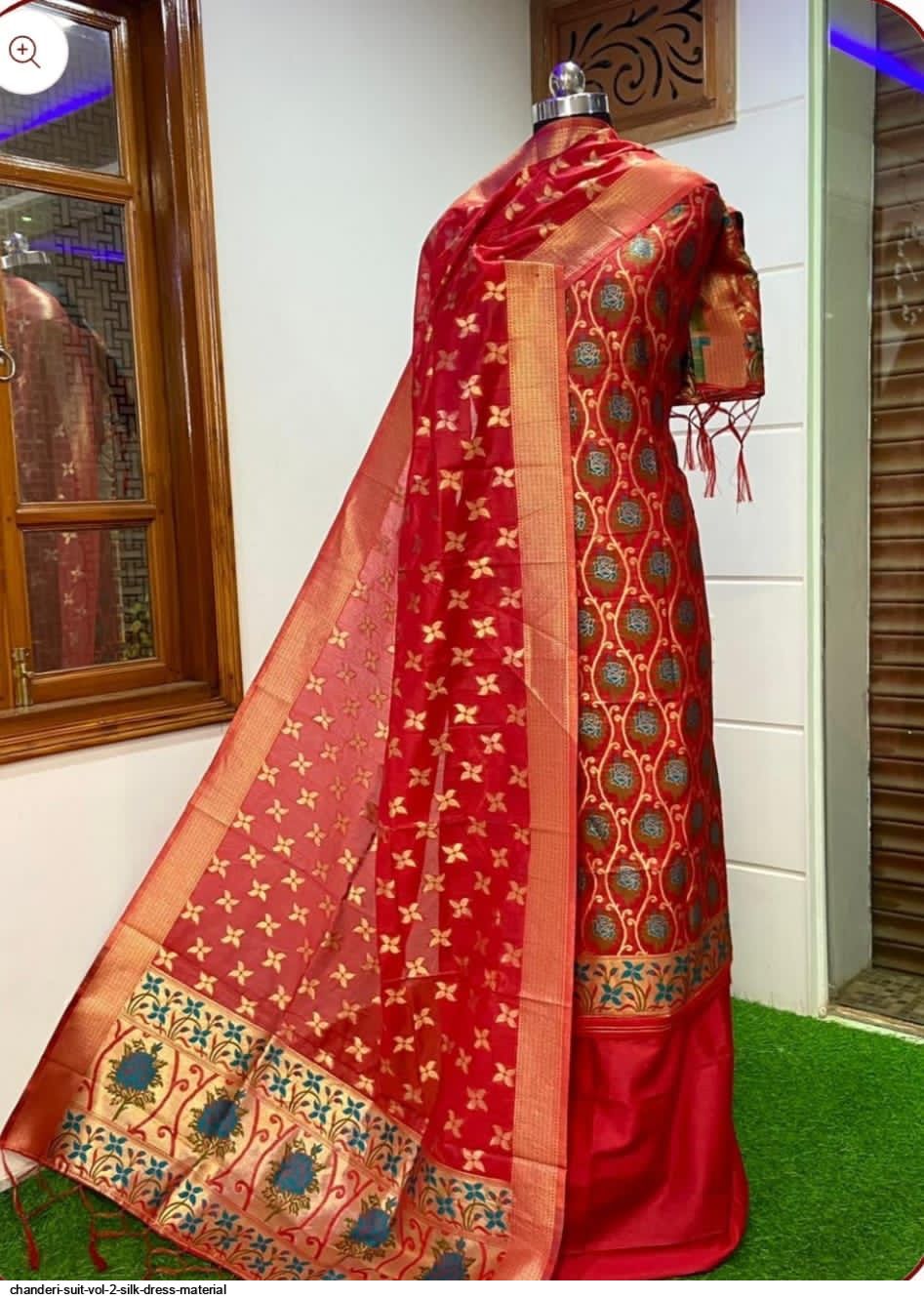 Pure Chanderi Silk Dress Materials Online | siri designers