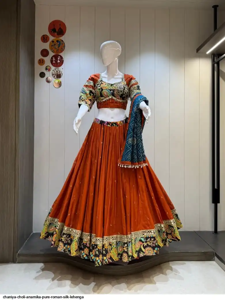 CHANIYA CHOLI ANAMIKA PURE ROMAN SILK LEHENGA 3