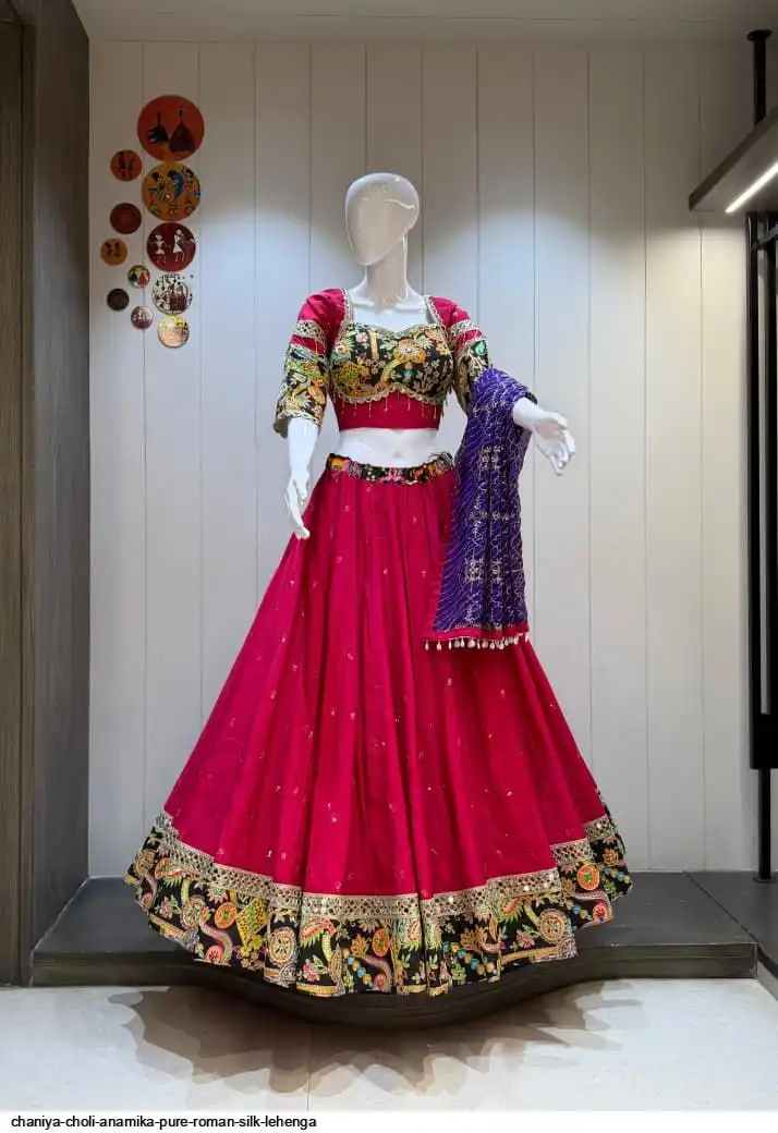 CHANIYA CHOLI ANAMIKA PURE ROMAN SILK LEHENGA 2