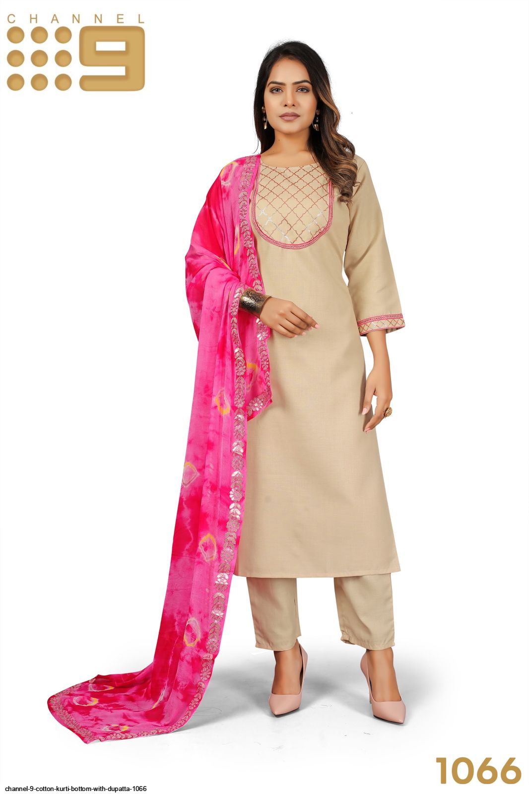 Cotton Ladies Kurti set (Top, Bottom and dupatta) - Shoppingyar