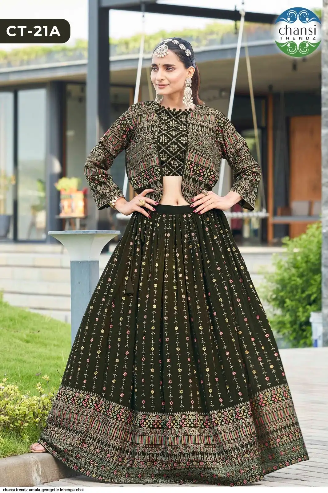 CHANSI TRENDZ AMALA GEORGETTE LEHENGA CHOLI A