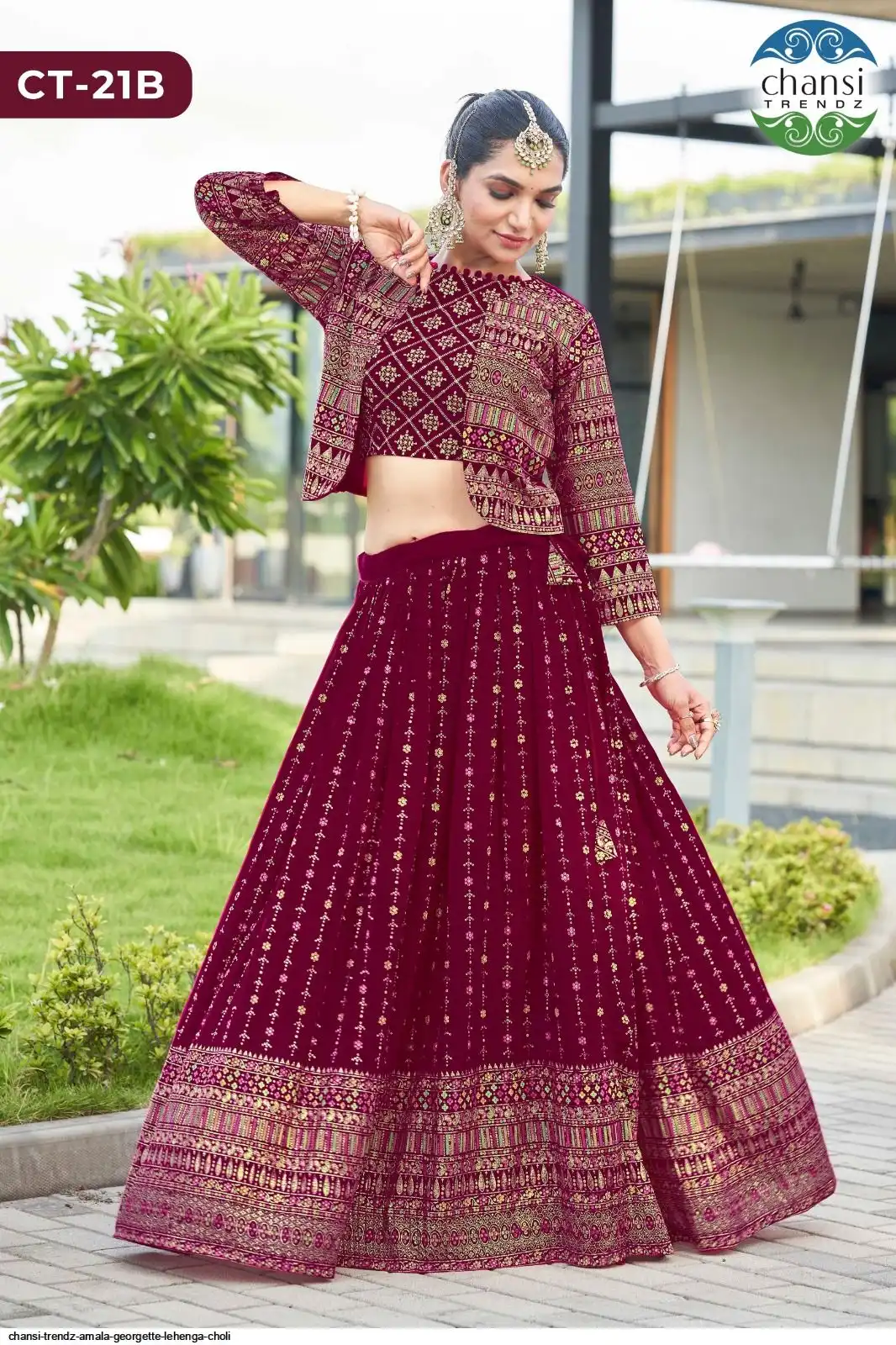 CHANSI TRENDZ AMALA GEORGETTE LEHENGA CHOLI B