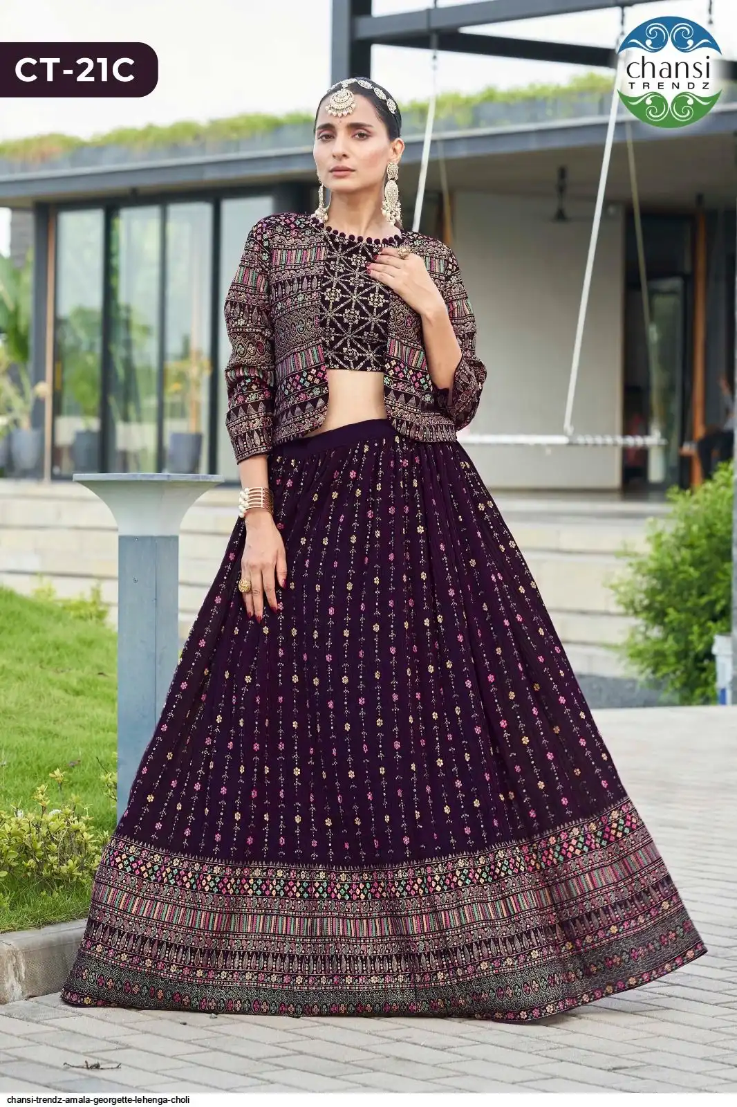 CHANSI TRENDZ AMALA GEORGETTE LEHENGA CHOLI C