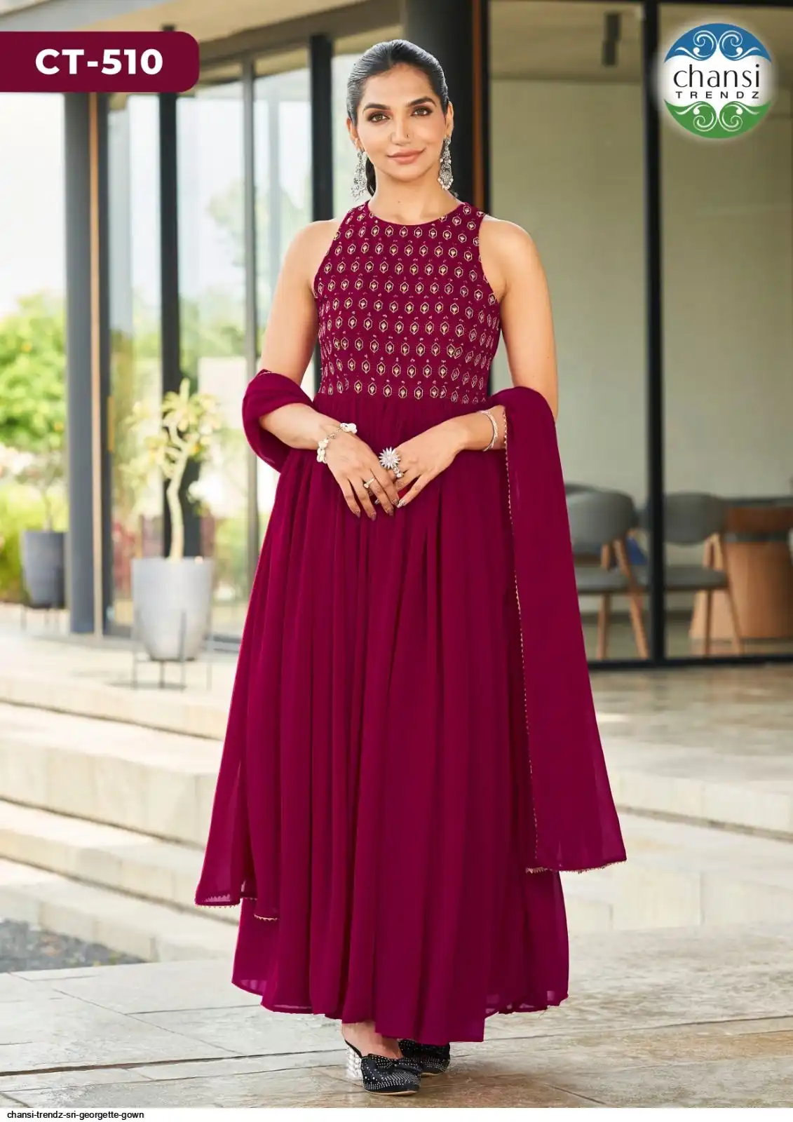 CHANSI TRENDZ SRI GEORGETTE GOWN 510