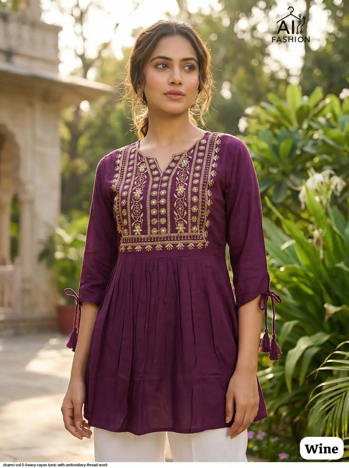 CHARMI VOL 5 HEAVY RAYON TUNIC WITH EMBROIDERY THREAD WORK I
