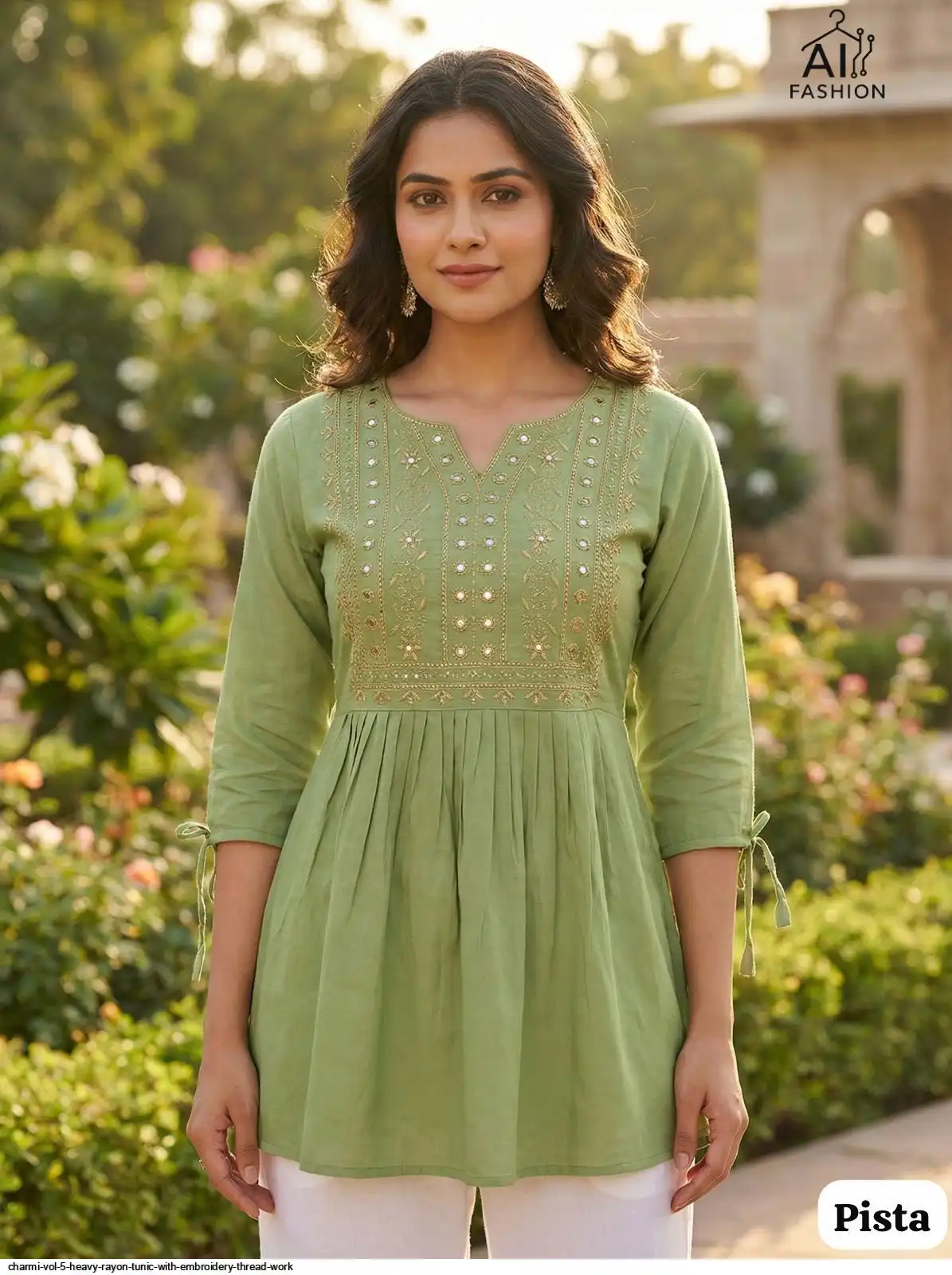 CHARMI VOL 5 HEAVY RAYON TUNIC WITH EMBROIDERY THREAD WORK F