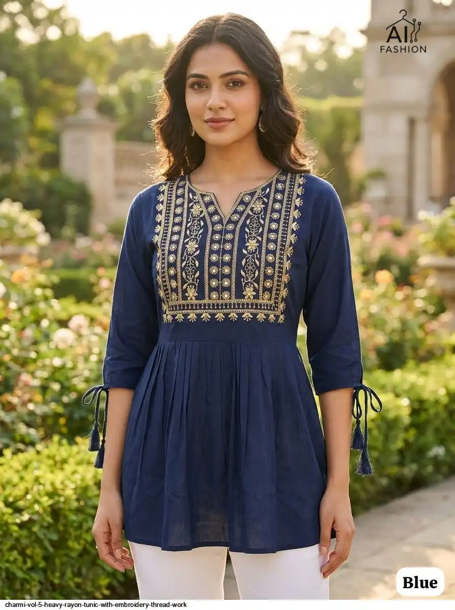 CHARMI VOL 5 HEAVY RAYON TUNIC WITH EMBROIDERY THREAD WORK B