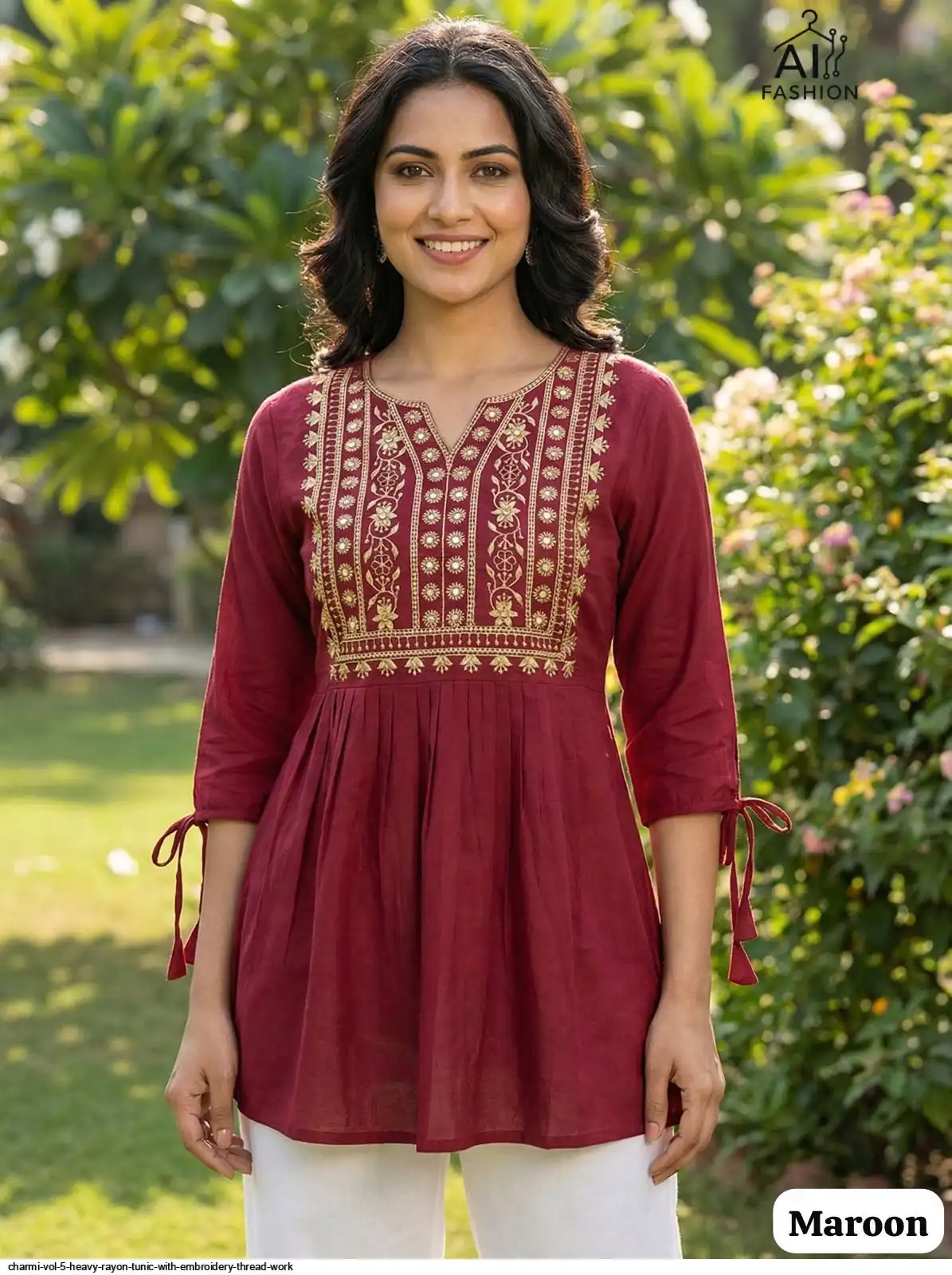 CHARMI VOL 5 HEAVY RAYON TUNIC WITH EMBROIDERY THREAD WORK A