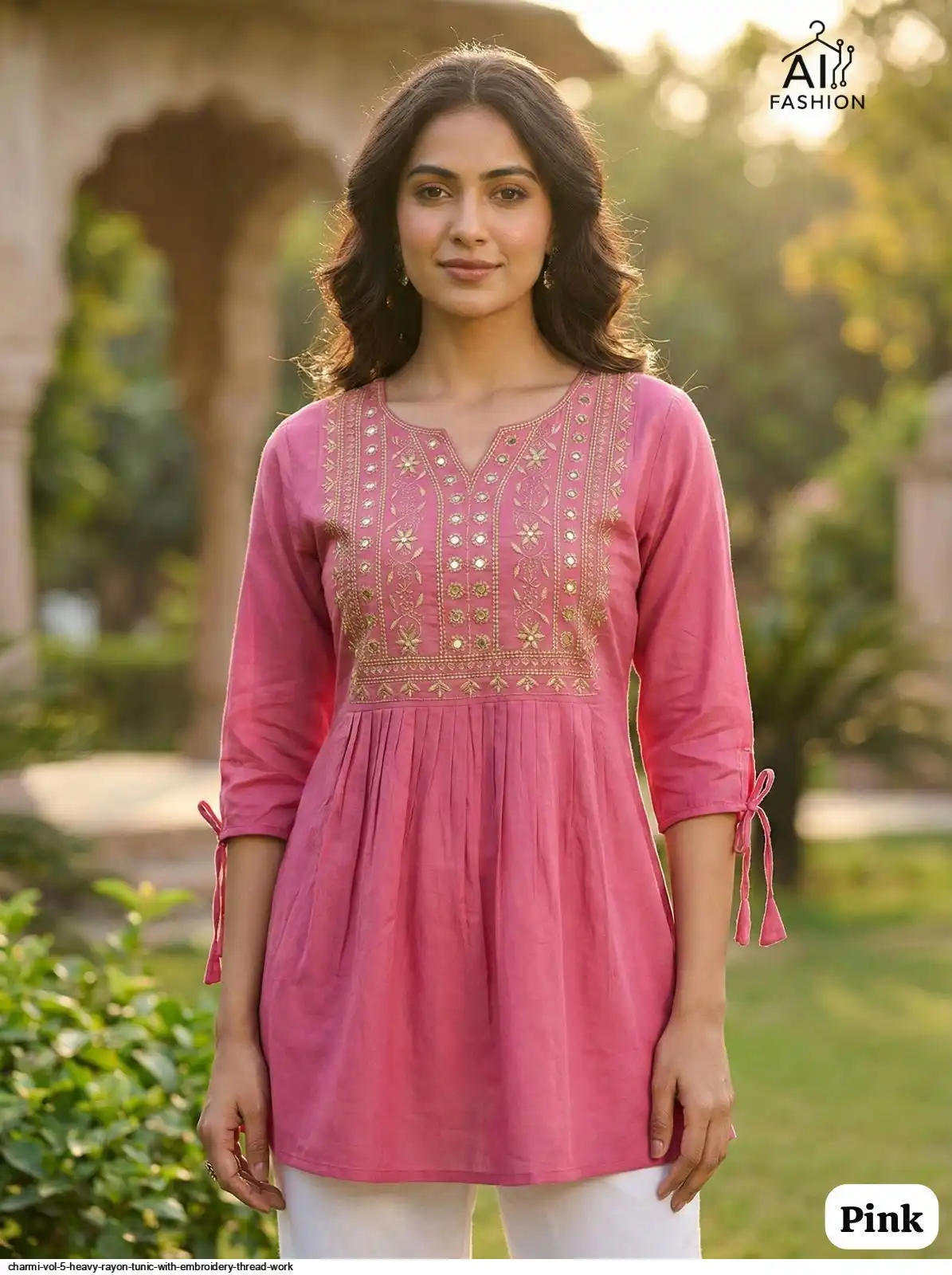 CHARMI VOL 5 HEAVY RAYON TUNIC WITH EMBROIDERY THREAD WORK G