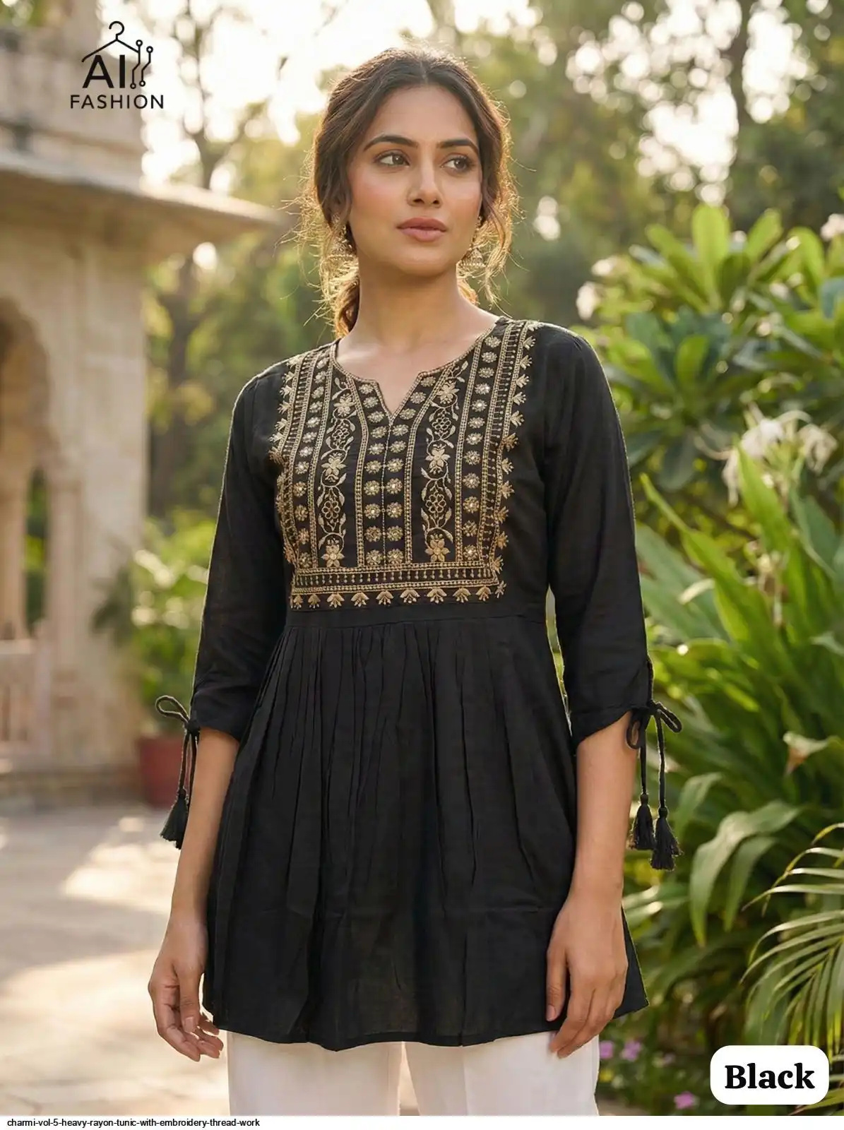 CHARMI VOL 5 HEAVY RAYON TUNIC WITH EMBROIDERY THREAD WORK D