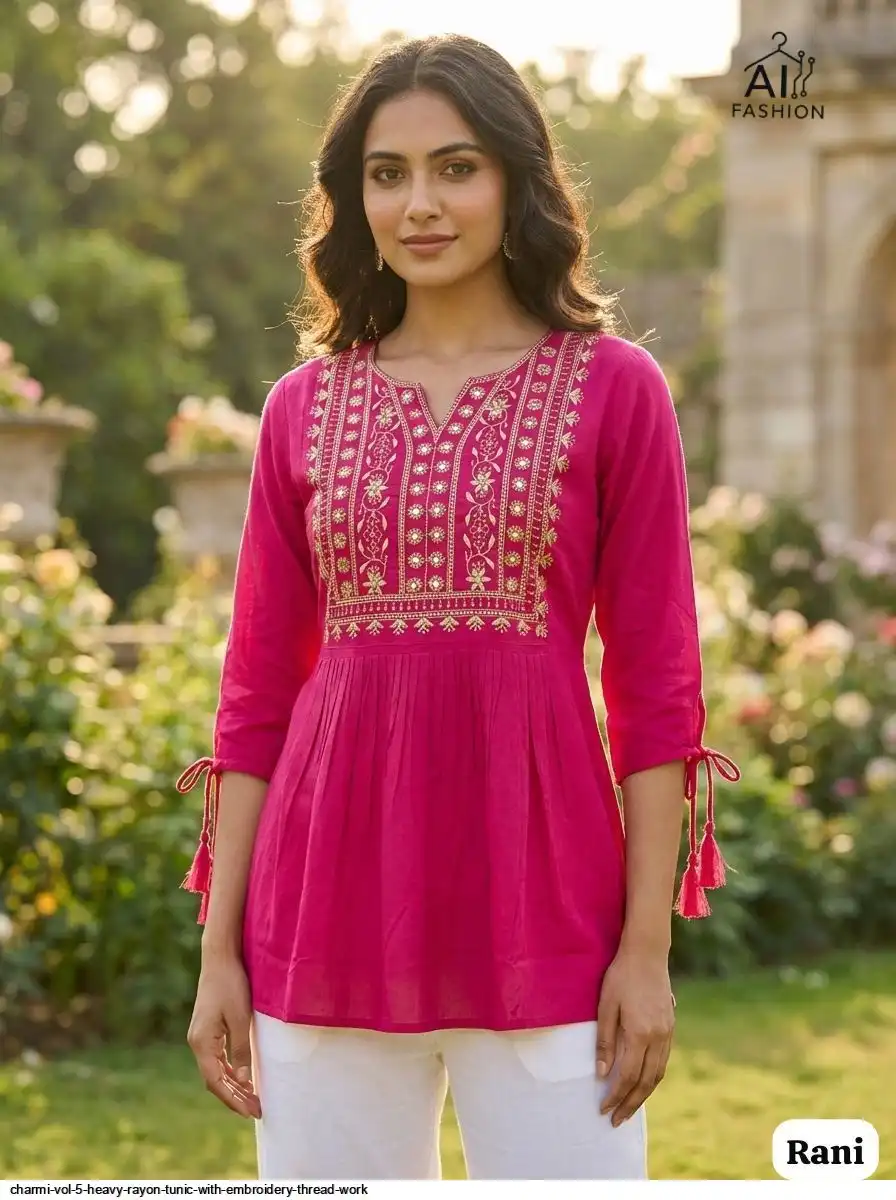 CHARMI VOL 5 HEAVY RAYON TUNIC WITH EMBROIDERY THREAD WORK C