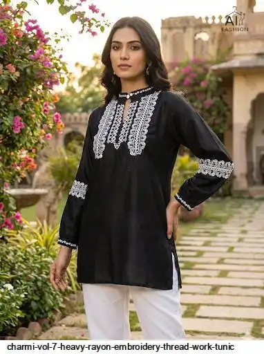 CHARMI VOL 7 HEAVY RAYON EMBROIDERY THREAD WORK TUNIC C