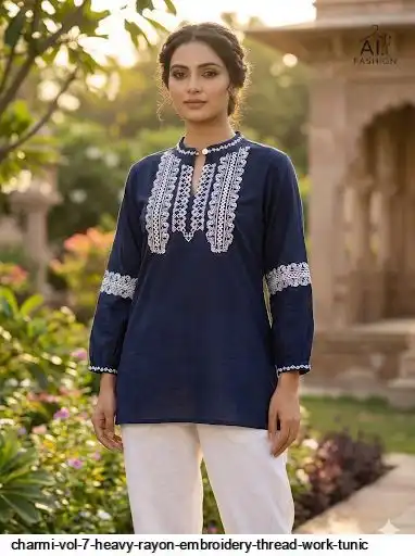 CHARMI VOL 7 HEAVY RAYON EMBROIDERY THREAD WORK TUNIC A