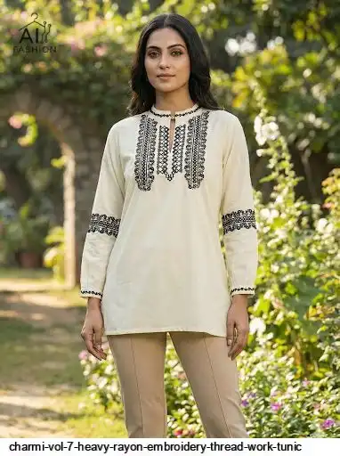 CHARMI VOL 7 HEAVY RAYON EMBROIDERY THREAD WORK TUNIC B