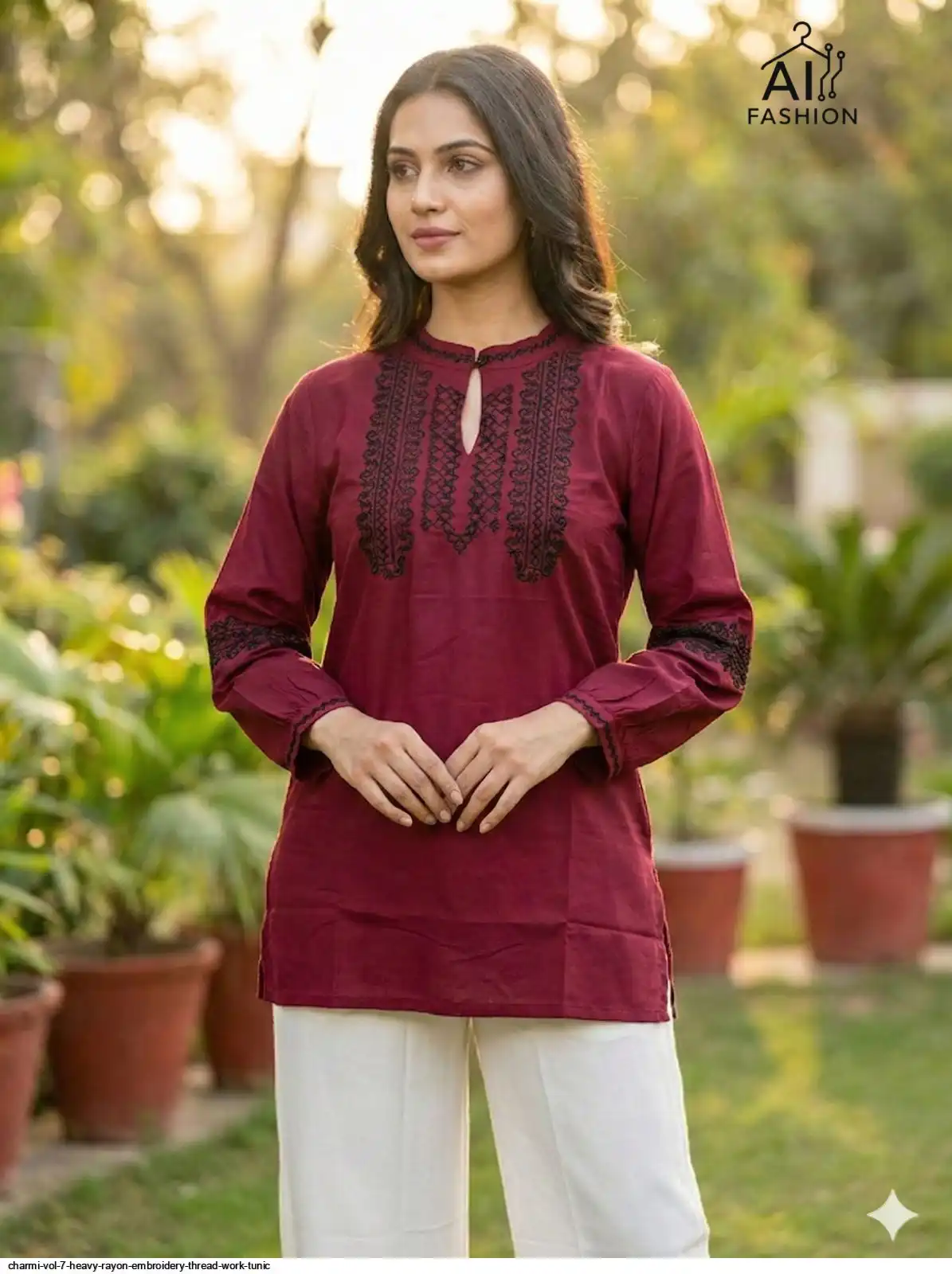CHARMI VOL 7 HEAVY RAYON EMBROIDERY THREAD WORK TUNIC E
