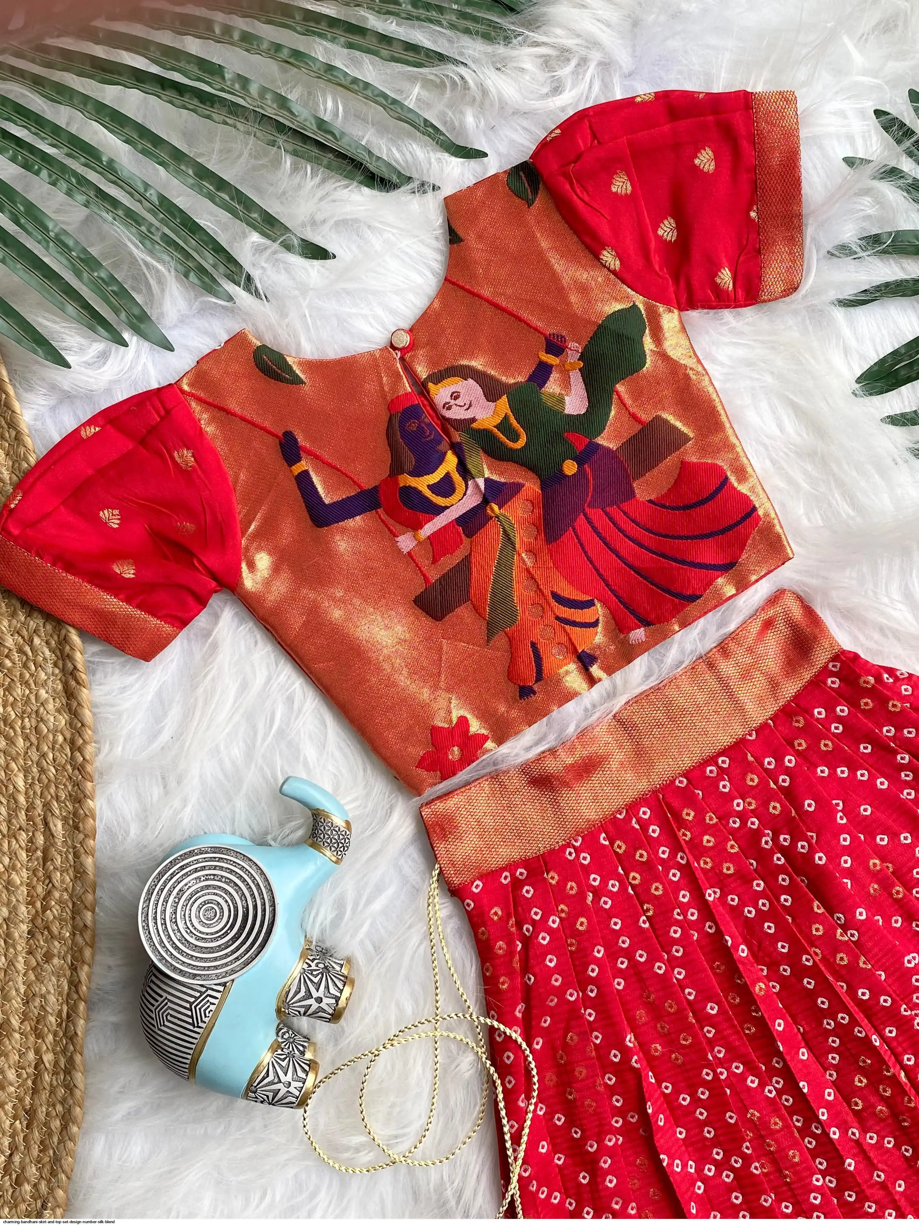 CHARMING BANDHANI SKIRT AND TOP SET DESIGN NUMBER SILK BLEND 4