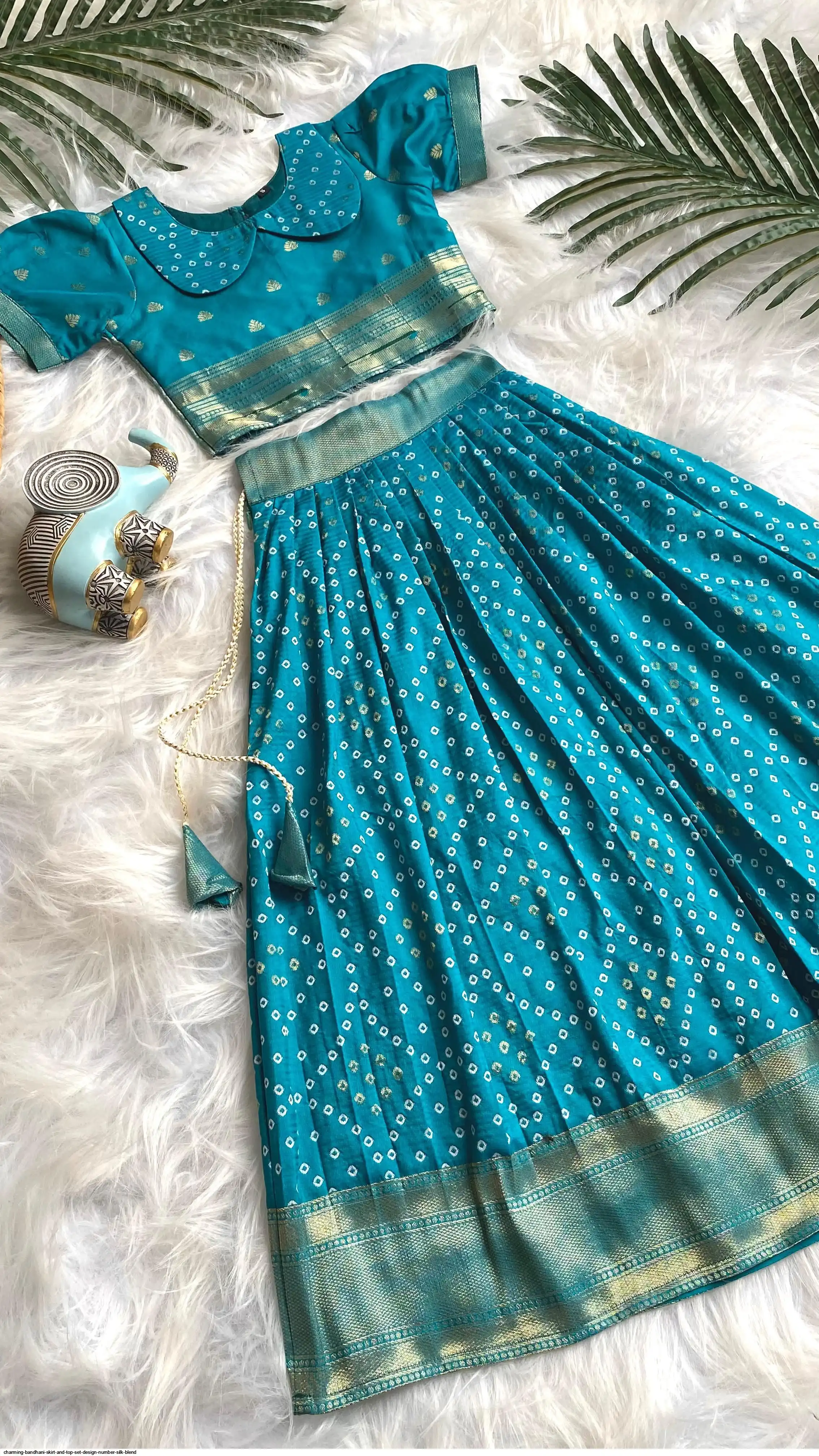 CHARMING BANDHANI SKIRT AND TOP SET DESIGN NUMBER SILK BLEND 3
