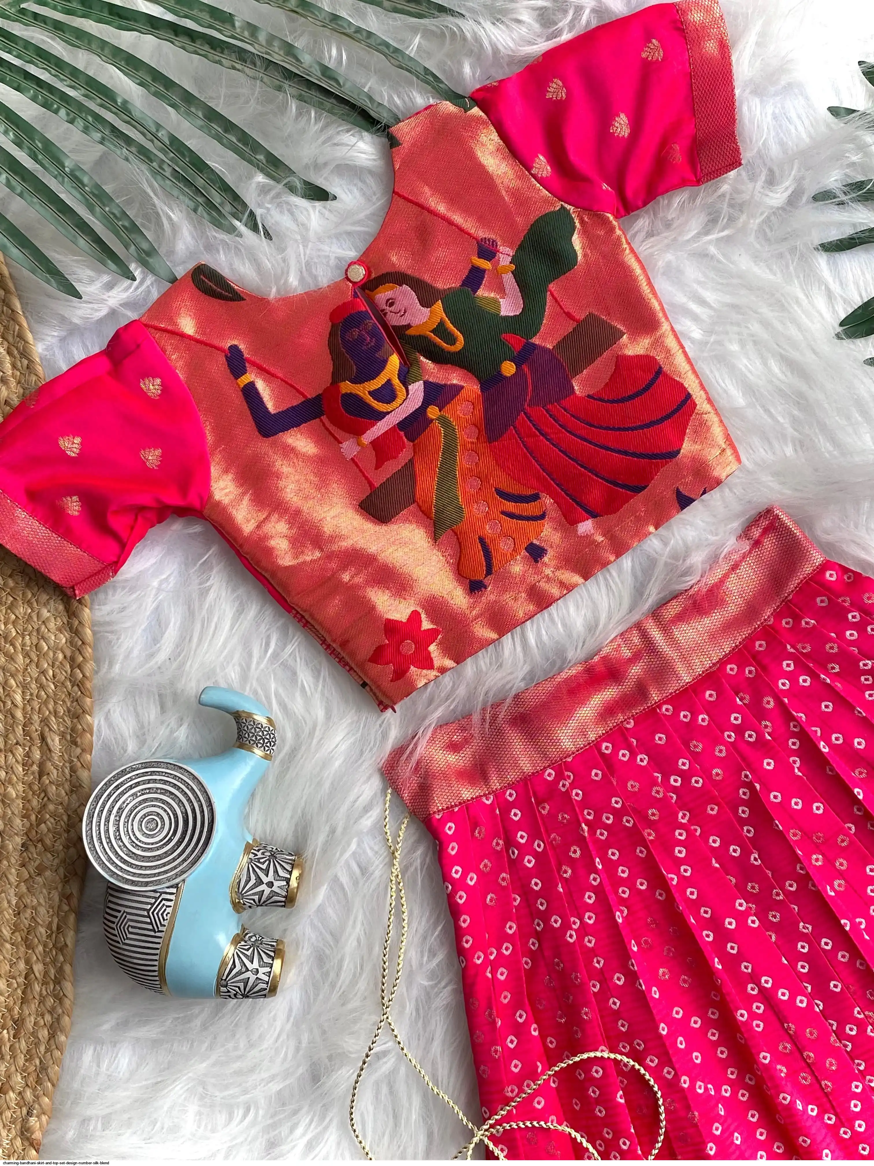 CHARMING BANDHANI SKIRT AND TOP SET DESIGN NUMBER SILK BLEND 13
