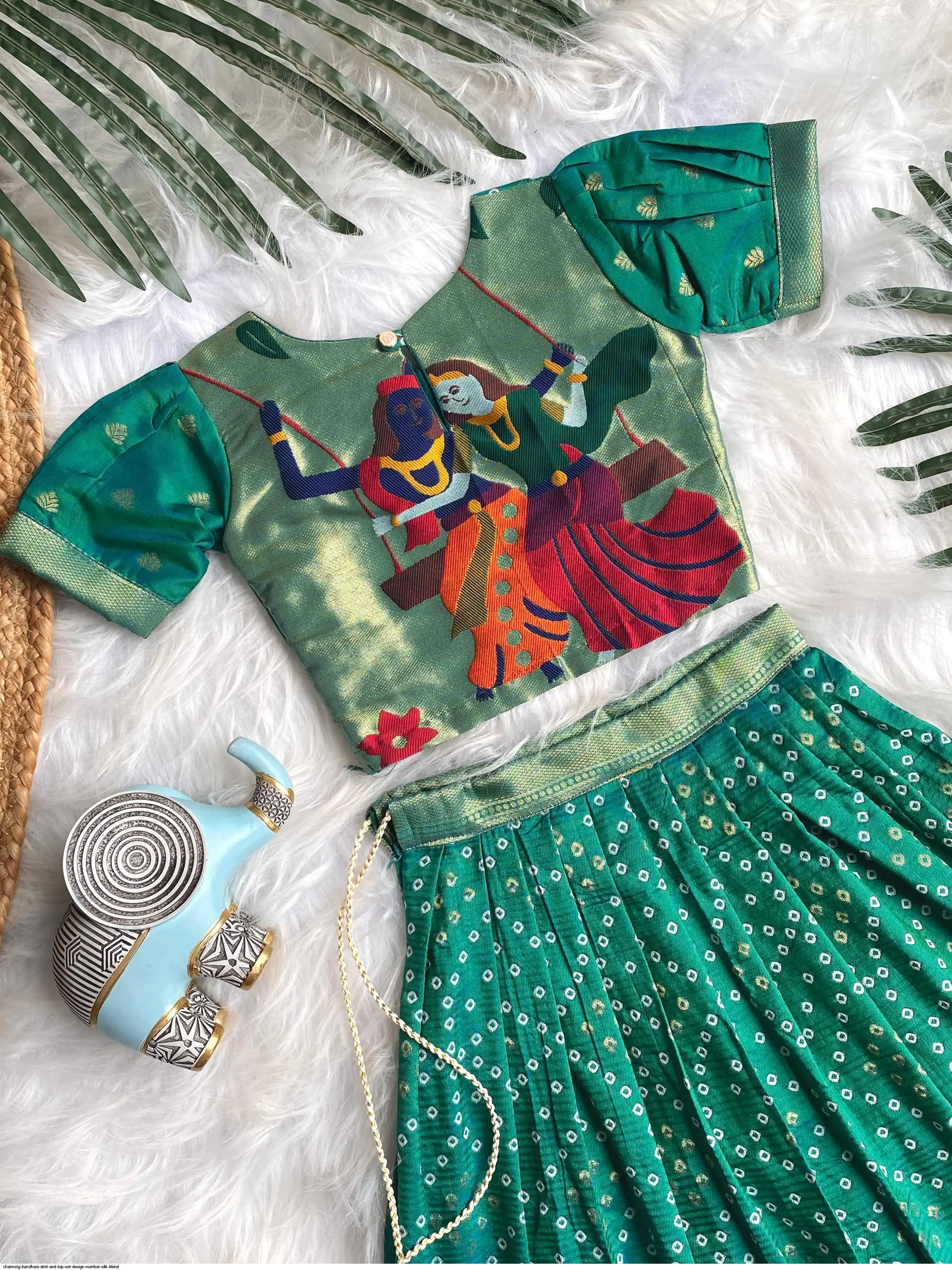 CHARMING BANDHANI SKIRT AND TOP SET DESIGN NUMBER SILK BLEND 15