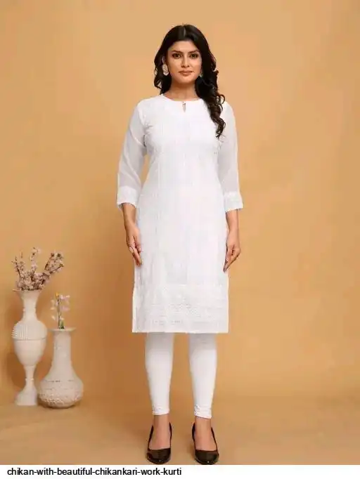 CHIKAN WITH BEAUTIFUL CHIKANKARI WORK KURTI 1