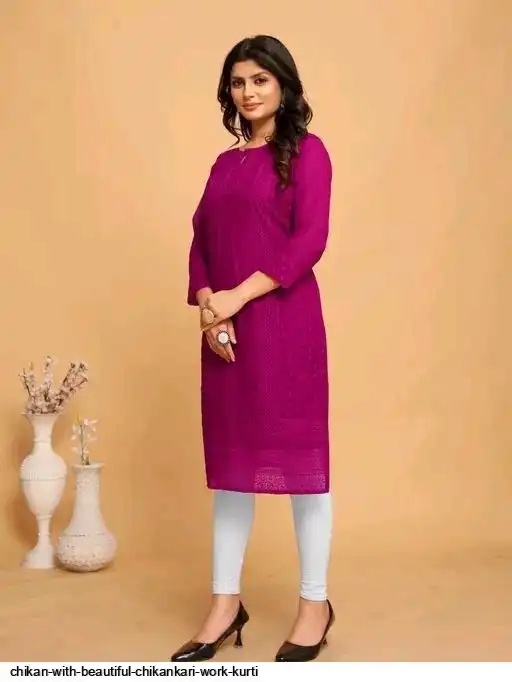 CHIKAN WITH BEAUTIFUL CHIKANKARI WORK KURTI 2