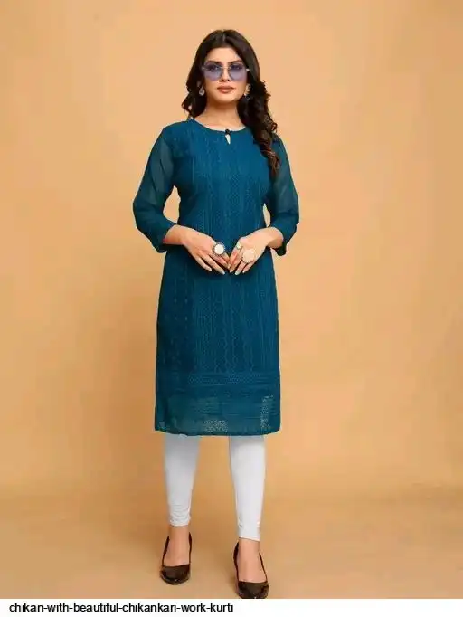 CHIKAN WITH BEAUTIFUL CHIKANKARI WORK KURTI 3