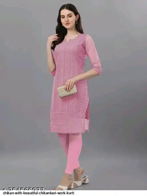 CHIKAN WITH BEAUTIFUL CHIKANKARI WORK KURTI 5