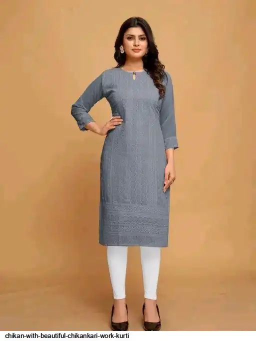 CHIKAN WITH BEAUTIFUL CHIKANKARI WORK KURTI 6