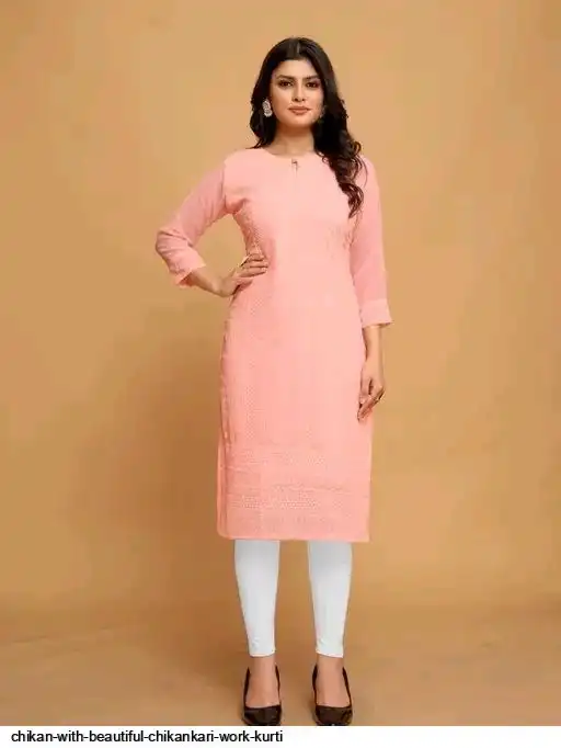 CHIKAN WITH BEAUTIFUL CHIKANKARI WORK KURTI 7