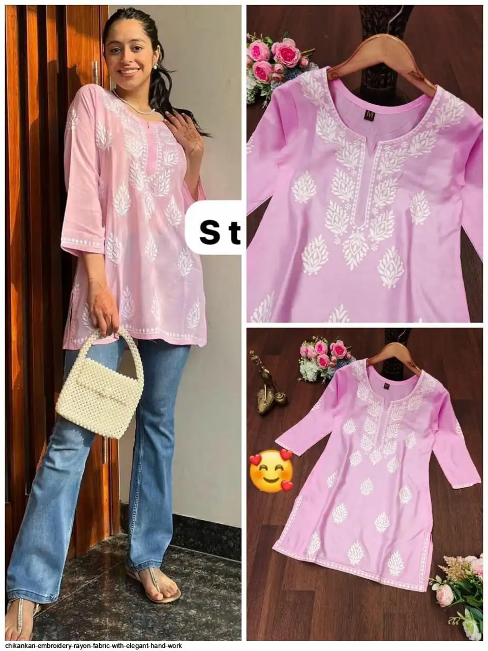 CHIKANKARI EMBROIDERY RAYON FABRIC WITH ELEGANT HAND WORK 4