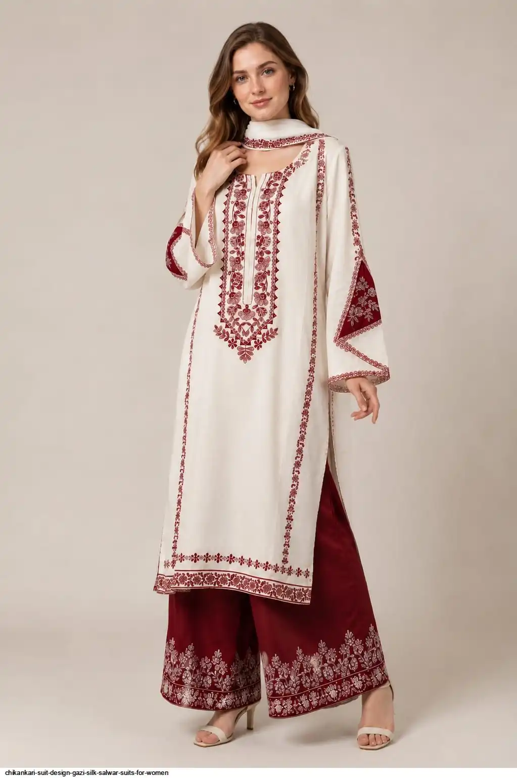 CHIKANKARI SUIT DESIGN GAZI SILK SALWAR SUITS FOR WOMEN 2
