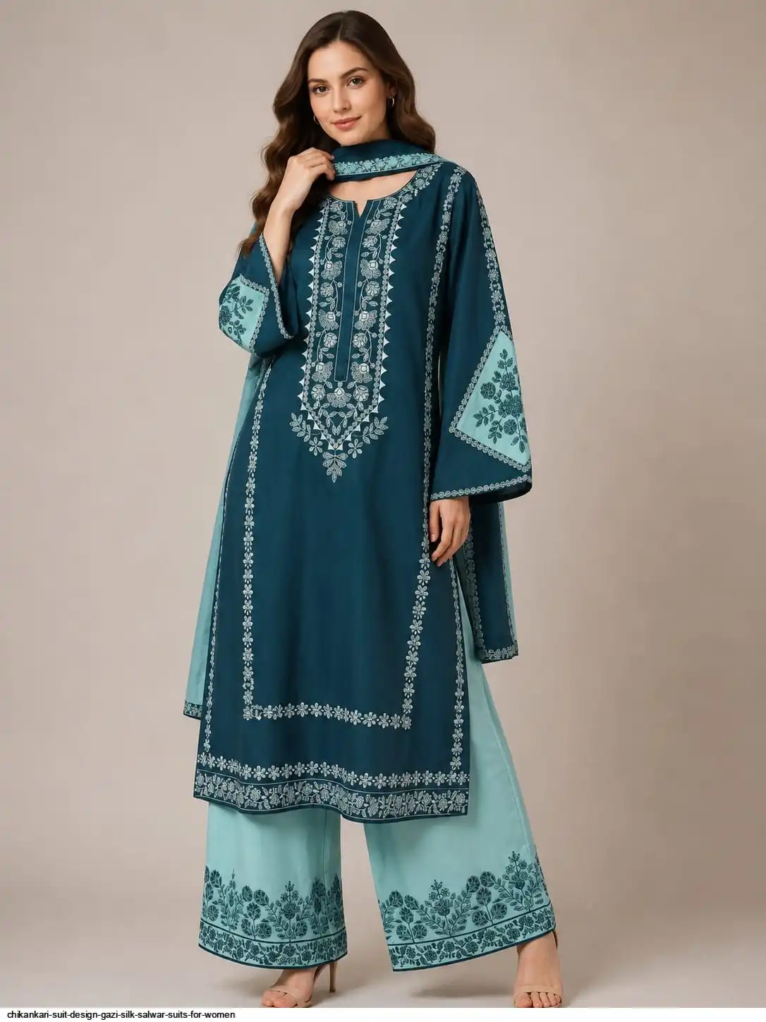 CHIKANKARI SUIT DESIGN GAZI SILK SALWAR SUITS FOR WOMEN 1