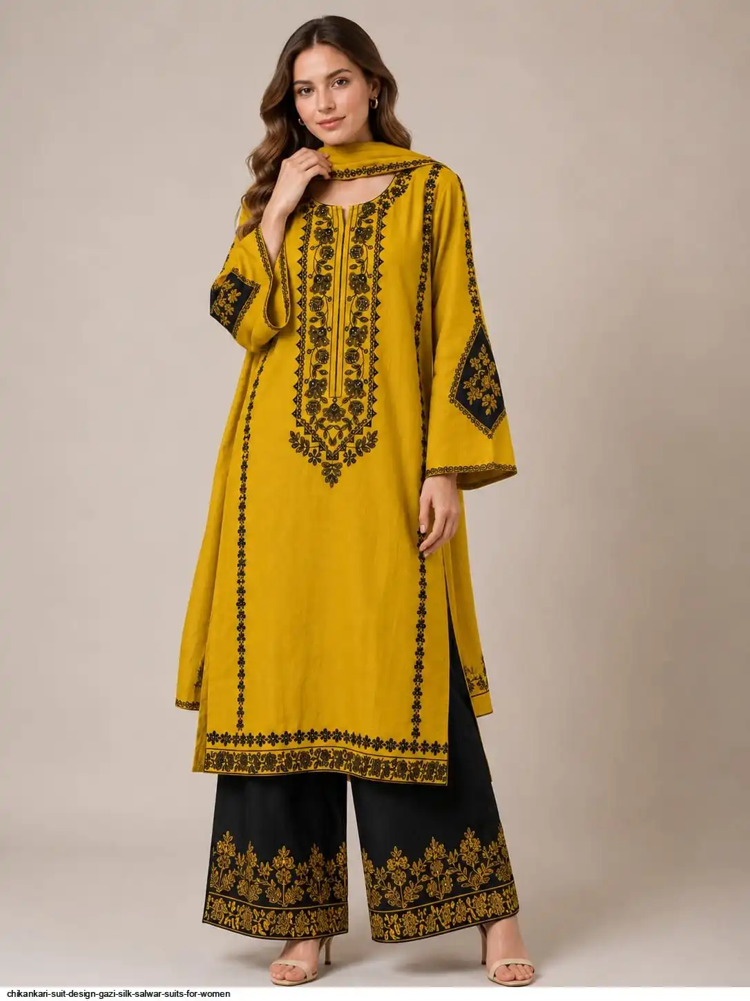 CHIKANKARI SUIT DESIGN GAZI SILK SALWAR SUITS FOR WOMEN 4