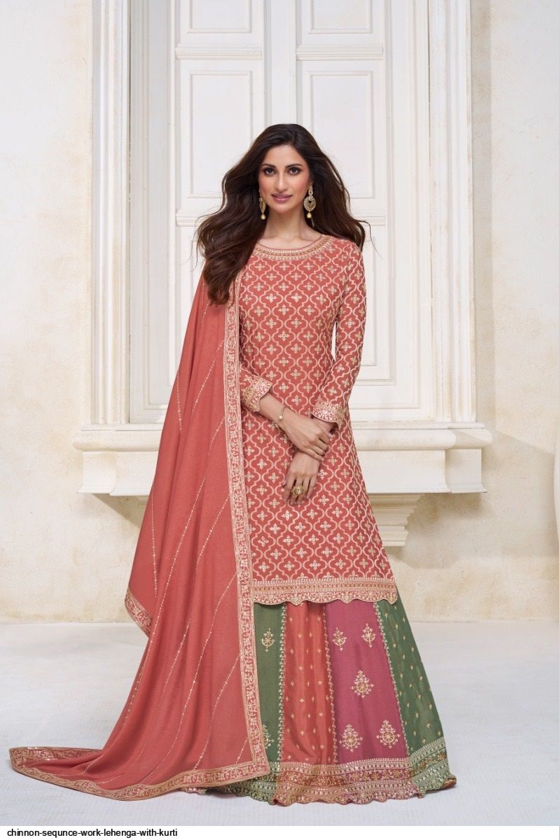 Elegant Pink Heavy Designer Work Lehenga Kurti Style Suit - Indian Heavy  Anarkali Lehenga Gowns Sharara Sarees Pakistani Dresses in  USA/UK/Canada/UAE - IndiaBoulevard