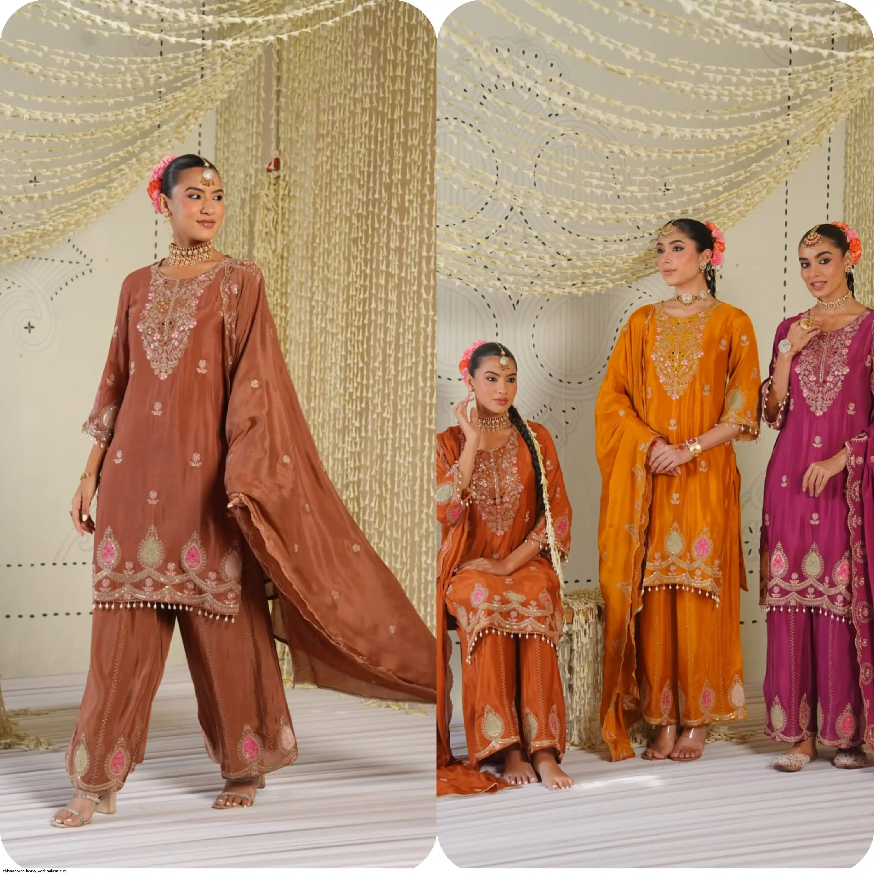 CHINNON WITH HEAVY WORK SALWAR SUIT
