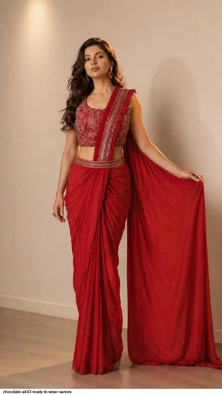 CHOCOLATE A443 READY TO WEAR SAREES C