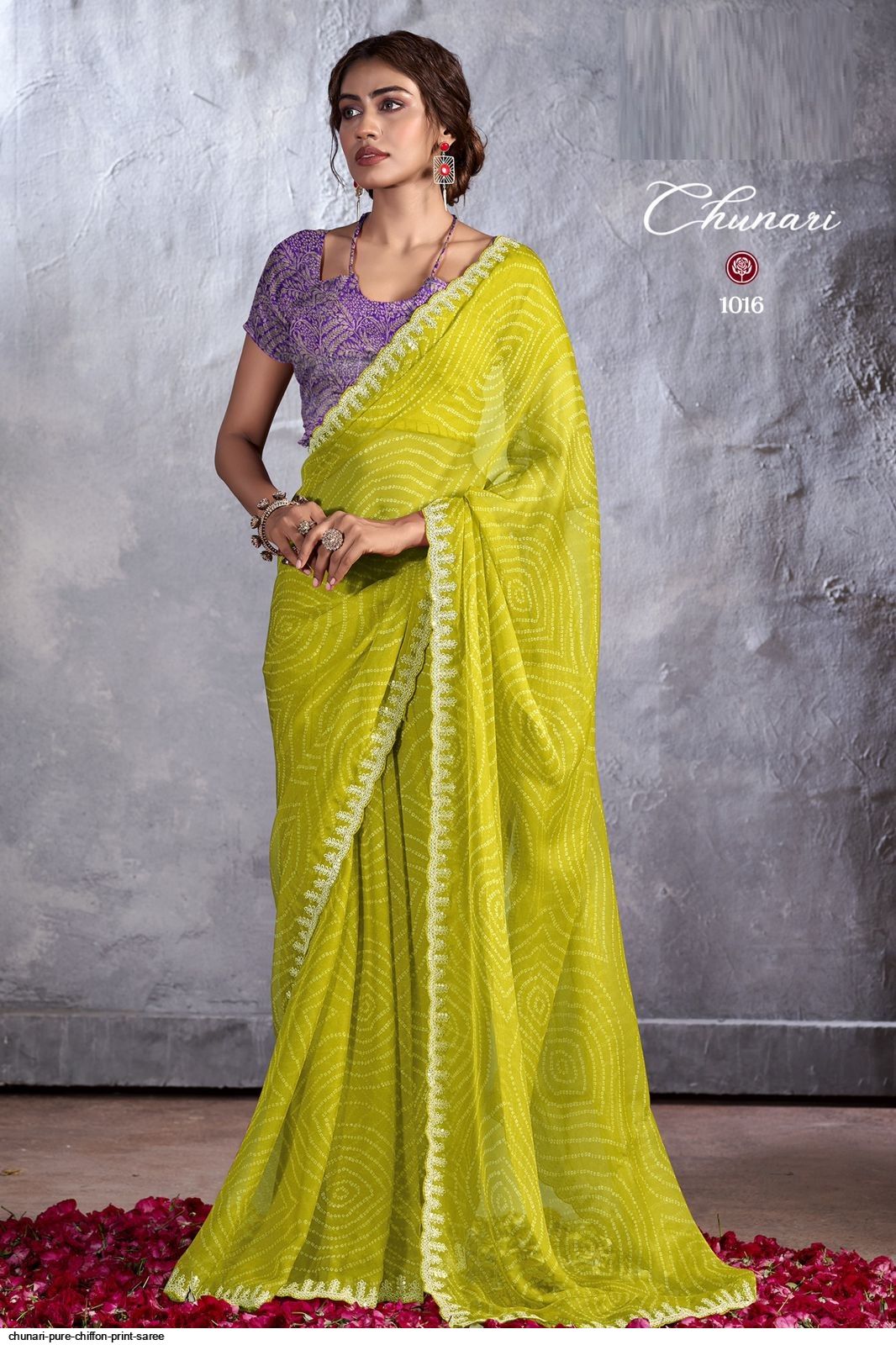 Chunri print chiffon saree best sale